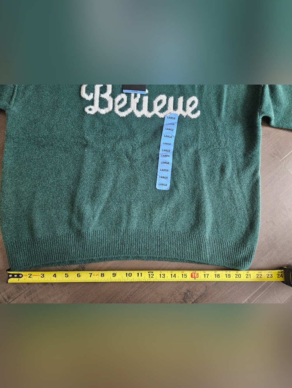 Vince Camuto Knit Sweater Believe Women's Green Holiday Christmas Size Large - Picture 3 of 10